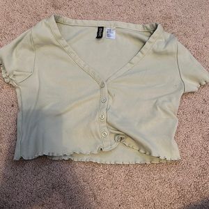H&M green button up. (crop)